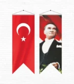 Atatürk Posteri 2 No ve Türk Bayrağı Kırlangıç 50x150 cm