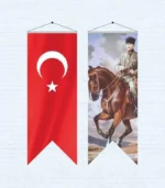 Atatürk Posteri 4 No ve Türk Bayrağı Kırlangıç 70x200 Cm